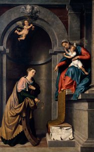 聖カタリナの結婚 ジョヴァンニ バティスタ モローニ作 (1525年頃 - 1578年)、カンバスに油彩、聖バーソロミュー教会、アルメンノ 作： Giovanni Battista Moroni