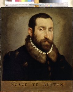 男の肖像。 男の肖像。 ジョヴァン バティスタ モローニ (1520/25-1578) による絵画、1560 年頃。イタリアの芸術、ルネッサンス。 キャンバスに油彩。 エルミタージュ美術館、サンクトペテルブルク