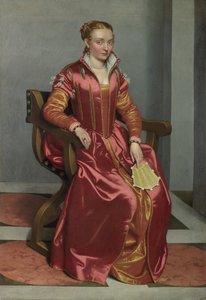 赤のLa La Damaの肖像、c。 1560 作： Giovanni Battista Moroni