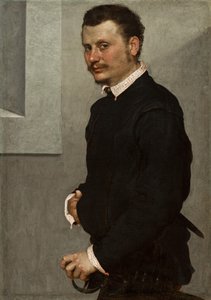 男の肖像、c.1520-24 作： Giovanni Battista Moroni