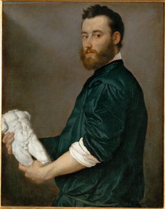 彫刻家アレッサンドロ・ヴィットリア（キャンバスに絵画） 作： Giovanni Battista Moroni