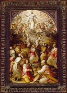 聖アグネスとヘレナと栄光のキリスト、16世紀 作： Giovanni Battista Naldini