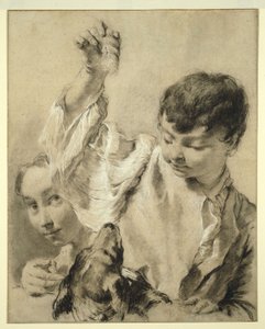 犬に餌をやるジャコモ 作： Giovanni Battista Piazzetta