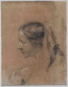 スカーフを持つ女性の横顔。 作： Giovanni Battista Piazzetta