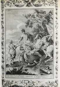 トルカート・タッソ(1544-1595)の詩にジョヴァンニ・バッティスタ・ピアゼッタ(1683-1754)が描いた挿絵「届けられたエルサレム」カントXX、1745年にヴェネツィアで出版された版、イタリア 作： Giovanni Battista Piazzetta