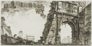 1.タイタスの凱旋門。 2. ヴィラ ファルネーゼ。 3. テンプル オブ ジュピター ステーター [サポーター] の柱。 4. セプティミウス セウェルスの凱旋門。 5. 平和の神殿、「凱旋門とその他のモニュメントのいくつかの眺め」のプレート 6 作： Giovanni Battista Piranesi