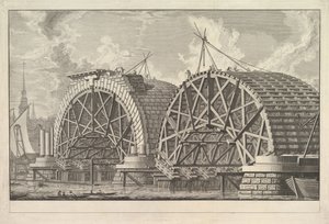 ブラックフライアーズで意図された橋の一部の眺め、ロンドン、ca。 1764。 作： Giovanni Battista Piranesi