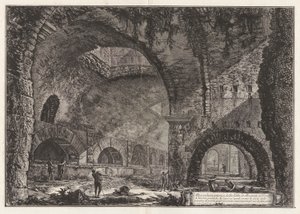 Vedute di Roma (ローマの眺め) から、チボリのマエケナスの別荘の別のビュー 作： Giovanni Battista Piranesi