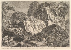 他の遺跡に囲まれて古代に犠牲が払われた古代の祭壇...、ca。 1750。 作： Giovanni Battista Piranesi