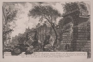 アウレリアヌスによって築かれた城壁にあるアクアマルシアの古代水道橋 作： Giovanni Battista Piranesi