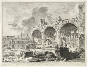Basilica van Maxentius te Rome Veduta degli avanzi del Tablino della Casa Aurea di Nerone, detti volgarmente il Tempio della Pace (title on object) Gezichten op Rome (series title) Vedute di Roma disegnate ed incise da Giambattista Piranesi architetto V    作： Giovanni Battista Piranesi