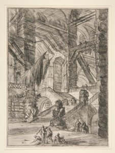 Carceri、VIII：トロフィーのある階段 作： Giovanni Battista Piranesi