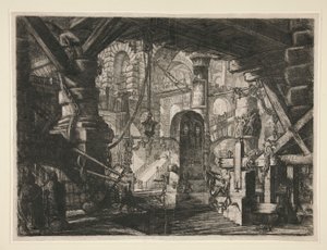 Carceri、XVI：鎖のある桟橋 作： Giovanni Battista Piranesi