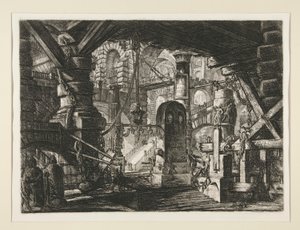 Carceri、XVI：鎖のある桟橋 作： Giovanni Battista Piranesi