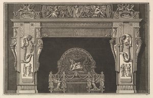 煙突の部分：まぐろのトロフィーと翼のある勝利のフリーズ、... 1769。 作： Giovanni Battista Piranesi