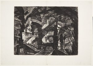 梁とロープを支える相互に関連する廃墟のアーチの複雑なグループ 作： Giovanni Battista Piranesi