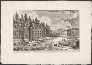 Forum Romanum met de Tempel van Jupiter Stator te Rome 古代ローマのフォーラムがあったサイトのビュー (オブジェクトのタイトル) Gezichten op Rome (シリーズタイトル) Giambattista Piranesi の建築家 Ve(nez)iano によって描かれ彫刻されたローマの景色 (シリーズ タイトル)