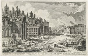 Forum Romanum met de Tempel van Jupiter Stator te Rome 古代ローマのフォーラムがあったサイトのビュー (オブジェクトのタイトル) Gezichten op Rome (シリーズタイトル) Giambattista Piranesi の建築家 Ve(nez)iano によって描かれ彫刻されたローマの景色 (シリーズ タイトル) 作： Giovanni Battista Piranesi