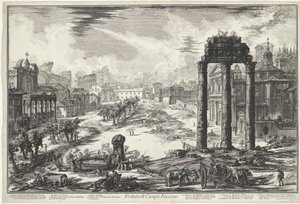 フォーラム ロマヌム テ ローマ カンポ ヴァチーノの眺め (オブジェクトのタイトル) Gezichten op Rome (シリーズタイトル) Giambattista Piranesi の建築家 Ve(nez)iano によって描かれ彫刻されたローマの景色 (シリーズ タイトル)
