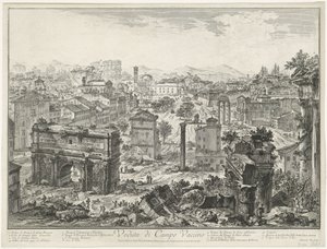 フォーラム ロマヌム テ ローマ カンポ ヴァチーノの眺め (オブジェクトのタイトル) Gezichten op Rome (シリーズタイトル) Giambattista Piranesi の建築家 Ve(nez)iano によって描かれ彫刻されたローマの景色 (シリーズ タイトル)