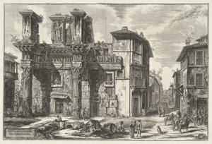 フォーラム ヴァン ネルヴァ テ ローマ ネルヴァのフォーラムの遺跡の眺め (オブジェクトのタイトル) Gezichten op Rome (シリーズタイトル) Giambattista Piranesi の建築家 Ve(nez)iano によって描かれ彫刻されたローマの景色 (シリーズ タイトル) 作： Giovanni Battista Piranesi