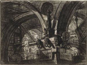 ピラネージ、ジョヴァンニ・バティスタ（1720-1778）の「想像上の監獄」シリーズより。銅版画、1761年頃、個人蔵 作： Giovanni Battista Piranesi