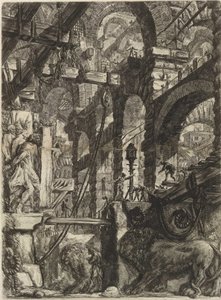 ピラネージ、ジョヴァンニ・バティスタ（1720-1778）の「想像上の監獄」シリーズより。銅版画、1761年頃、個人蔵 作： Giovanni Battista Piranesi