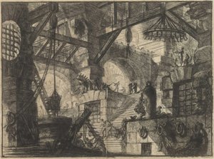 ピラネージ、ジョヴァンニ・バティスタ（1720-1778）の「想像上の監獄」シリーズより。銅版画、1761年頃、個人蔵 作： Giovanni Battista Piranesi