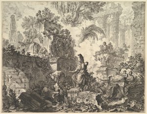 フロンティピース、ミネルヴァの像、ca。 1748年。 作： Giovanni Battista Piranesi