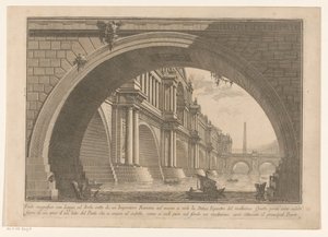 アーチとロッジアのある橋の眺め Architecture and Perspectives（シリーズタイトル）の前編 Prima parte di architetture e prospettive (シリーズタイトル) 作： Giovanni Battista Piranesi