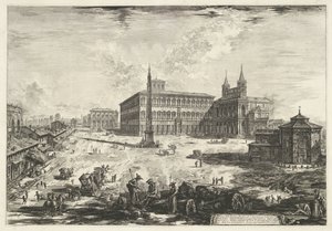 Gezicht op het Lateraan te Rome met de Sint-Jan van Lateranen 広場とラテラーノの聖ジョヴァンニ大聖堂の眺め (オブジェクトのタイトル) Gezichten op Rome (シリーズタイトル) Giambattista Piranesi の建築家 Ve(nez)ian によって描かれ彫刻されたローマの景色