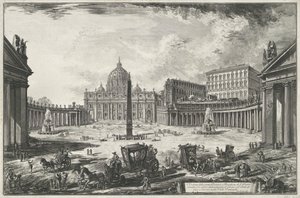 バチカン市国のサンピエトロ大聖堂のあるサンピエトロ広場の眺め Veduta della gran Piazza e Basilica di S. Pietr (...) (オブジェクトのタイトル) ローマの景色 (シリーズタイトル) Vedute di Roma disegnate ed incise da Giambattista Piranesi architetto