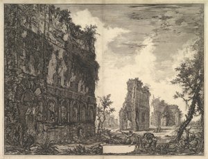 ハドリアヌスの別荘：黄金の広場金色の広場サーコンフェからの残り物の眺め...、ca. 1776年。 作： Giovanni Battista Piranesi
