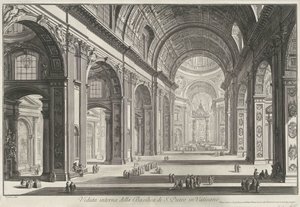 Interieur van de Sint-Pietersbasiliek te Vaticaanstad バチカンのサンピエトロ大聖堂の内部ビュー (オブジェクトのタイトル) Gezichten op Rome (シリーズタイトル) Giambattista Piranesi の建築家 Ve(nez)iano (シリーズ ti 作： Giovanni Battista Piranesi