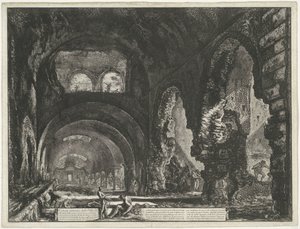 Interieur van de Tempel van Hercules Victor te Tivoli ヴィラ ディ メチェナーテの内部ビュー (オブジェクトのタイトル) Gezichten op Rome (シリーズタイトル) Giambattista Piranesi の建築家 Ve(nez)iano によって描かれ彫刻されたローマの景色 (シリーズ タイトル)