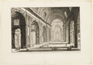 バチカン市国のサン・ピエトロ大聖堂の内観（「Views of Rome」より 作： ジョバンニ・バッティスタ・ピラネージ
