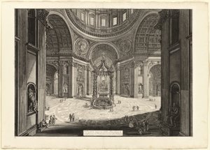 バチカン市国のサン・ピエトロ大聖堂内部、トリビューン付近（「Views of Rome」より 作： Giovanni Battista Piranesi