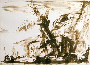 イタリア的風景（紙にペンとインク） 作： Giovanni Battista Piranesi