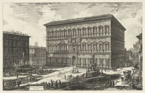 ローマのファルネーゼ宮殿 パラッツォ ファルネーゼのビュー (オブジェクトのタイトル) Gezichten op Rome (シリーズタイトル) Giambattista Piranesi の建築家 Ve(nez)iano によって描かれ彫刻されたローマの景色 (シリーズ タイトル) 作： Giovanni Battista Piranesi