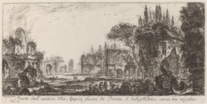 Porta S. Sebastiano の外にある古いアッピア街道の一部 作： Giovanni Battista Piranesi
