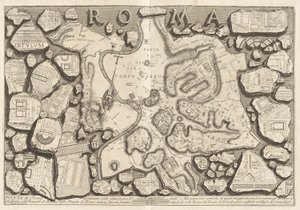 すべての古代遺跡の状況で描かれたローマの平面図 作： Giovanni Battista Piranesi