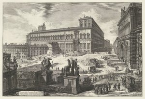 ローマのクイリナーレ広場 モンテ カヴァッロ広場の眺め (オブジェクトのタイトル) Gezichten op Rome (シリーズタイトル) Giambattista Piranesi の建築家 Ve(nez)iano によって描かれ彫刻されたローマの景色 (シリーズ タイトル)