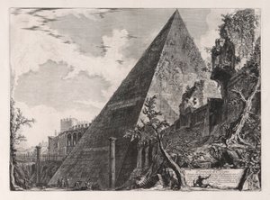 Piramide di C. Cestio (ガイウス ケスティウスのピラミッド)、Vedute di Roma (ローマの眺め) より 作： Giovanni Battista Piranesi