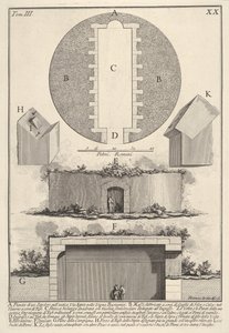Vigna BuonamiciのAppian Wayにある墓の計画古代のVia ...、1756年の墓の計画 作： Giovanni Battista Piranesi