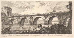 プレート16：アウグストゥス帝とティベリウスポンテディR ...によって構築されたリミニの橋。 1748年。