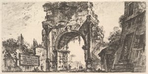 プレート8：ローマのポルタS.セバスティアーノにあるドルーサのアーチポルタdにあるドルーサのアーチ...、ca。 1748年。 作： Giovanni Battista Piranesi