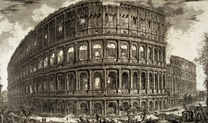 プレートXCVII-VIII フラビア円形劇場（コロッセオ）の眺め（1756年に初版が発行された「ヴェドゥーテ」より） E & F.N. Spon Ltd. 作： Giovanni Battista Piranesi