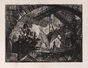 突き出たプラットフォームの囚人、Carceri d のプレート 10 作： Giovanni Battista Piranesi