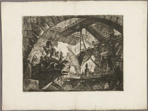 突き出たプラットフォームの囚人、Imaginary Prisons のプレート 10 作： Giovanni Battista Piranesi