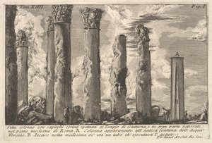コリント式の首都があるジュトゥルナ神殿の7つの柱。 。 。セッテコロン...、18世紀。 作： Giovanni Battista Piranesi